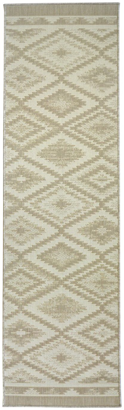 An Image of Relay HydroFlex Diamond Natural Outdoor Rug - 60X230cm