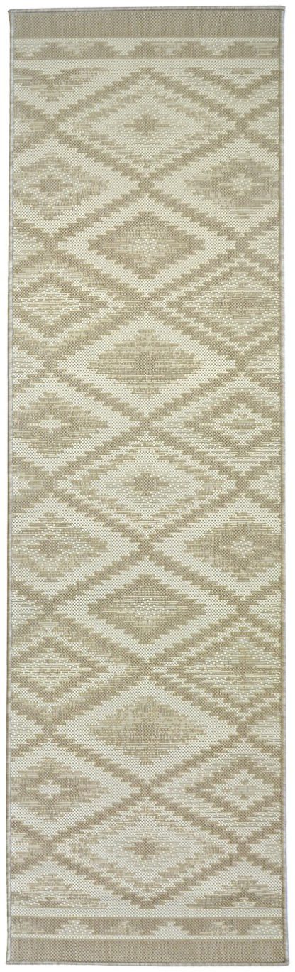 9e49c3a6210986f97bb4f27bf885d89c1afb5cbd3fa0adc83d27981b50cebfa4.jpg An Image of Relay HydroFlex Diamond Natural Outdoor Rug - 60X230cm
