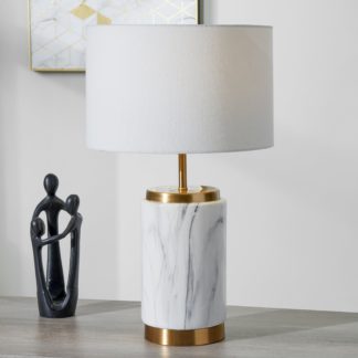 An Image of Carrara Ceramic Brass Table Lamp White