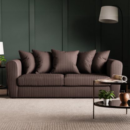 An Image of Blake Jumbo Cord 3 Seater Sofa Chocolate Brown