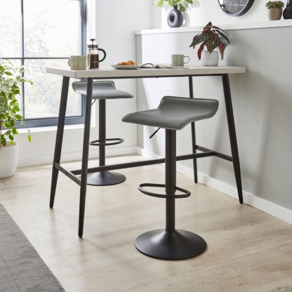 An Image of Blake Faux Leather Height Adjustable Bar Stool Grey