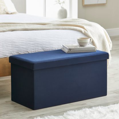 An Image of Matilda Recycled Velvet Foldable Storage Ottoman Grey