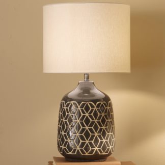 An Image of Athena Geo Ceramic Table Lamp Grey