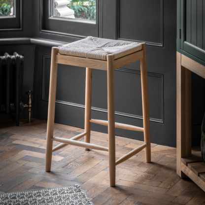 An Image of Elda Rope Dining Stool, Natural Natural