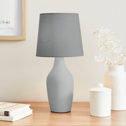 An Image of Ava Stoneware Table Lamp Olive (Green)