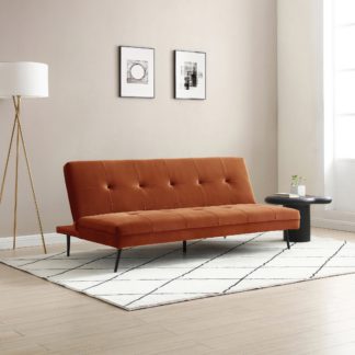 An Image of Logan Velvet Sofa Bed Orange