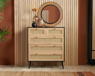 An Image of Croxley Black Rattan 5 Drawer Chest