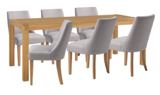 An Image of Habitat Radius Oak Dining Table & 6 Alec Light Grey Chairs