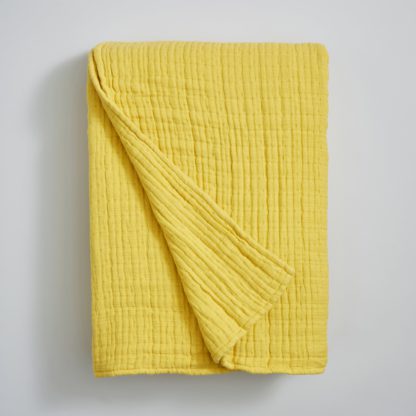 An Image of Remade 100% Recycled Cotton Muslin Throw Ochre