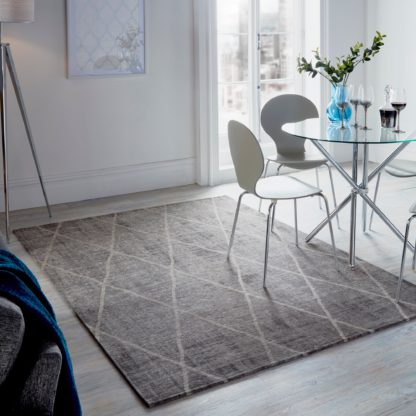 An Image of 5A Fifth Avenue Sheer Diamond Geometric Rug Blue