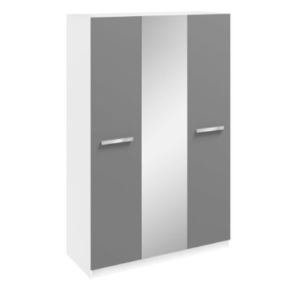 An Image of Moritz Triple Wardrobe White and Grey