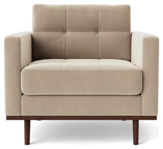 An Image of Swoon Berlin Velvet Armchair - Taupe
