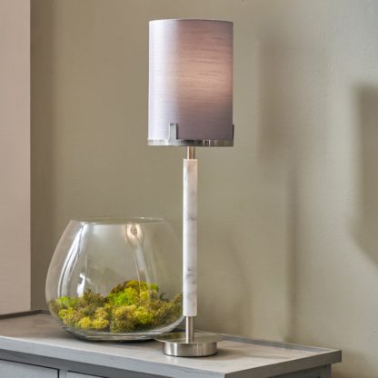 An Image of Midland Marble Effect Table Lamp Silver