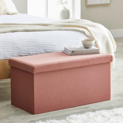 An Image of Matilda Recycled Velvet Foldable Storage Ottoman Grey