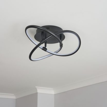 An Image of BHS Ribbon Knotted Shape LED Flush Ceiling Light - Black