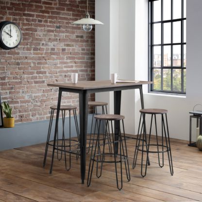 An Image of Grafton Rectangular Bar Table with 2 Dalston Stools, Brown Brown