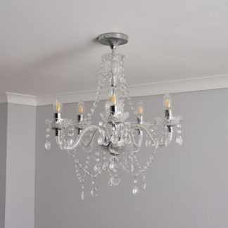 An Image of BHS Manon Glass 5 Light Flush to Ceiling Light - Chrome