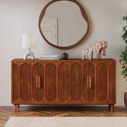 An Image of Khari 2 Door Sideboard Mango Wood Dark Wood (Brown)