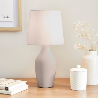 An Image of Ava Stoneware Table Lamp Olive (Green)