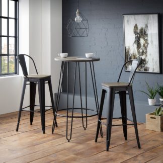 An Image of Dalston Round Bar Table with 2 Grafton Stools, Brown Mocha