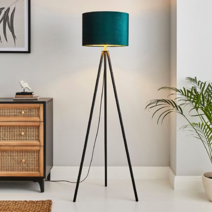 An Image of Santos Tripod Floor Lamp Green Emerald Green