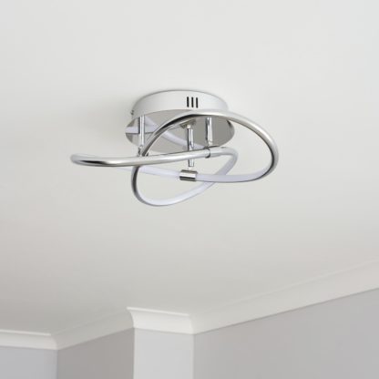 An Image of BHS Ribbon Knotted LED Flush Ceiling Light - Chrome