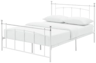 An Image of Habitat Yani Double Metal Bed Frame - White
