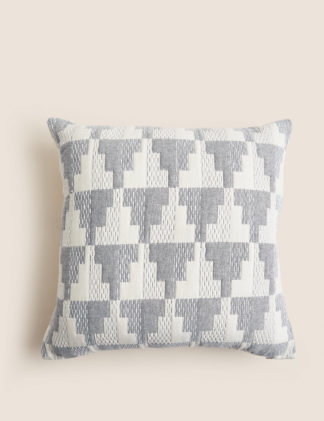 An Image of M&S Chenille Geometric Embroidered Cushion