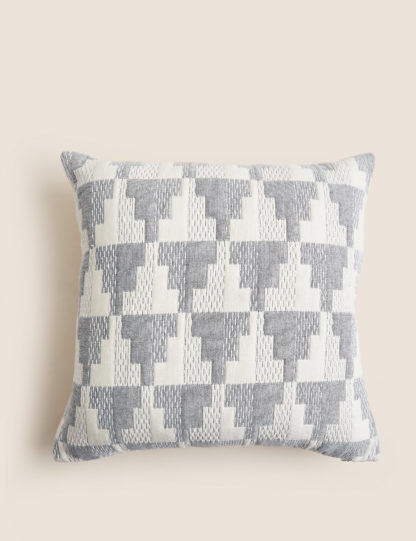 An Image of M&S Chenille Geometric Embroidered Cushion