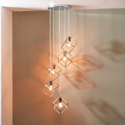 An Image of Alessio Metal Five Cube Pendant, Nickel Nickel