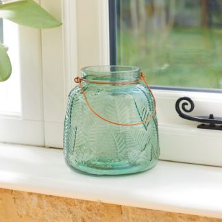 An Image of Lifestyle Green Glass Lantern 15.5cm