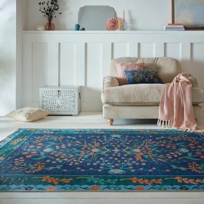 An Image of PractiRug Sabrina Floral Washable Rug Sabrina Floral Pink