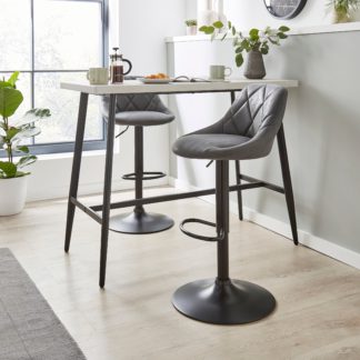 An Image of Noah Faux Suede Height Adjustable Bar Stool Grey
