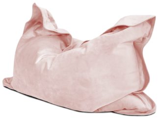 An Image of Rucomfy Velvet XL Squarbie Bean Bag - Blush Pink