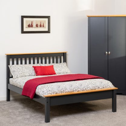 An Image of Monaco Low Foot End Bed Frame Charcoal (Grey)