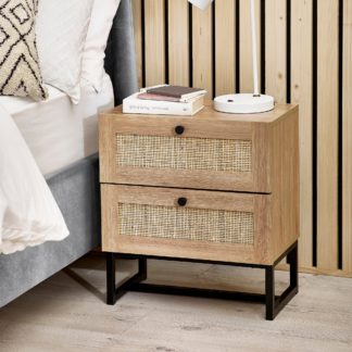 An Image of Hollis 2 Drawer Oak Bedside Table Oak