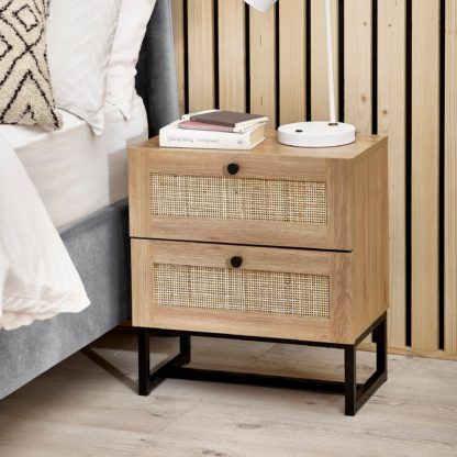 An Image of Hollis 2 Drawer Oak Bedside Table Oak