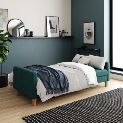 04ca8c45104e66db644e8e6a5a663845d42256aa429fc31c5171f973b930932f.jpg An Image of Harlow Storage Sofa Bed Teal Teal (Green)