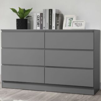 An Image of Oslo - 6 Drawer Chest of Drawers - Grey - Wooden