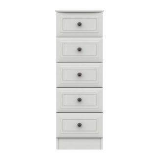 An Image of Portia Tall 5 Drawer Chest White
