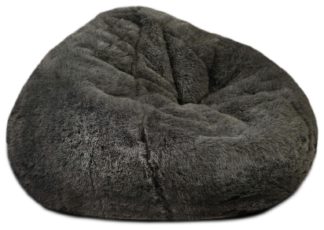 An Image of Rucomfy Hygge Faux Fur Bean Bag - Slate Grey