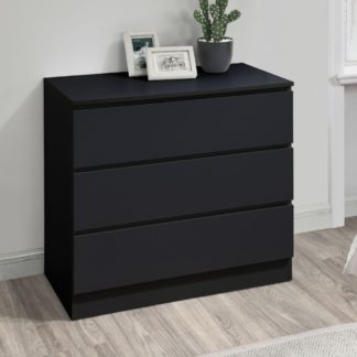 An Image of Oslo - 3 Drawer Chest of Drawers - Black - Wooden