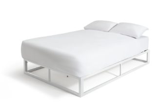 An Image of Habitat Platform Small Double Metal Bed Frame - White