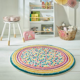 An Image of Rainbow Spot Berber Circle Rug MultiColoured