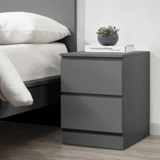 An Image of Oslo - 2 Drawer Bedside Table - Grey - Wooden
