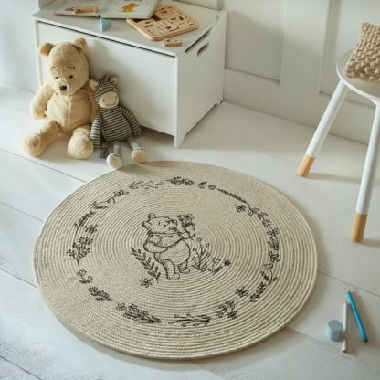 An Image of Disney Winnie the Pooh Cotton Circle Kids Rug Natural