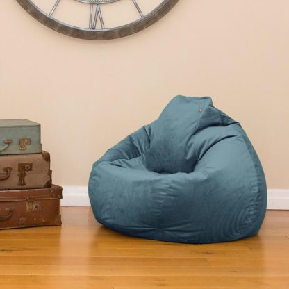 An Image of Rucomfy Velvet Slouchbag Bean Bag - Teal