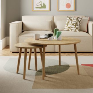 An Image of Freja Nest of Coffee Tables, Light Oak Oak