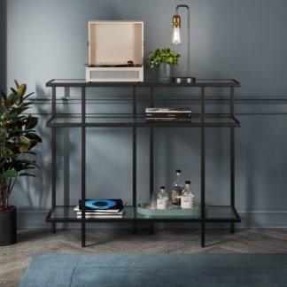 An Image of Stannis Console Table Black, Ribbed Glass Black