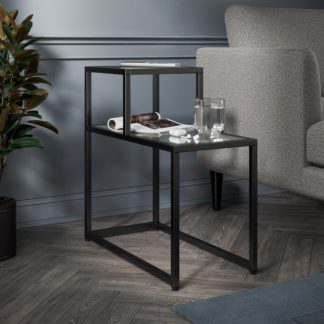 An Image of Stannis Sofa Side Table Black, Ribbed Glass Black